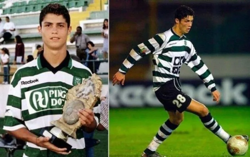 Cristiano Ronaldo ra mắt đội một Sporting CP năm 2002 với số áo 28
